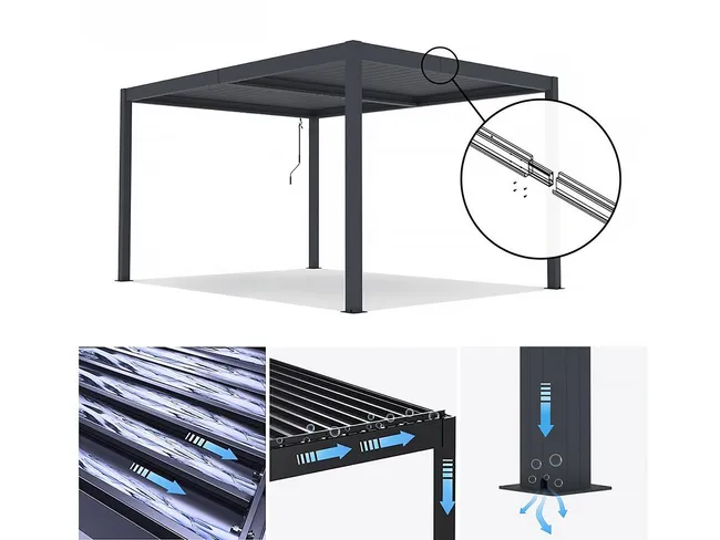 Pérgola Bioclimática Aluminio 3x4 m Antracita Habitat et Jardin